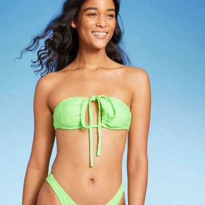 Women's Terry Textured U-Neck Multi-Way Bralette Bikini Top - Wild Fable™ Tropical Green - Image 6