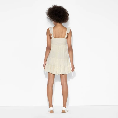 Women's Mini Embroidered Flutter Cap Sleeve Babydoll Dress - Wild Fable™ White - Image 2