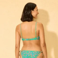 Women's Constrast Binding Bralette Bikini Top - Wild Fable™ Green Floral Print