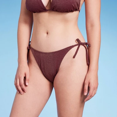 Women's Side-Tie High Leg Extra Cheeky Bikini Bottom - Wild Fable™ Brown - Image 3