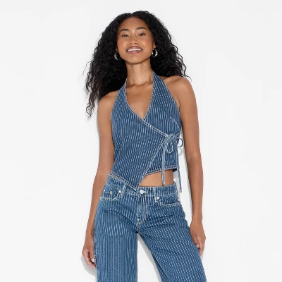 Women's Denim Wrap Halter Top - Wild Fable™