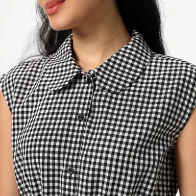 Women's Mini Cap Sleeve Elastic Waistband Mini Dress - Wild Fable™ Black Gingham - Image 4