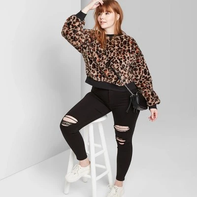 Women's Super-High Rise Distressed Skinny Jeans - Wild Fable™ Black - Image 3