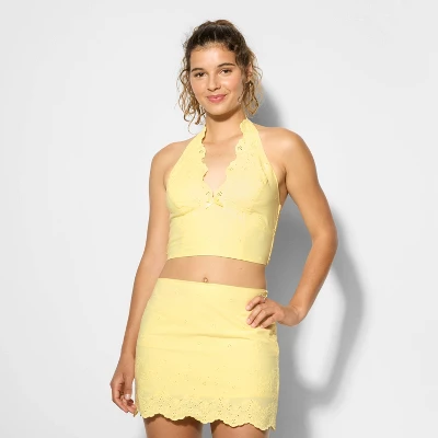 Women's V-Neck Cropped Halter Top - Wild Fable™