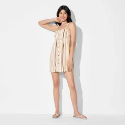 Women's Button-Front Mini A-Line Dress - Wild Fableā¢
