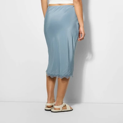 Women's Lace Trim Midi A-Line Skirt - Wild Fable™ - Image 2