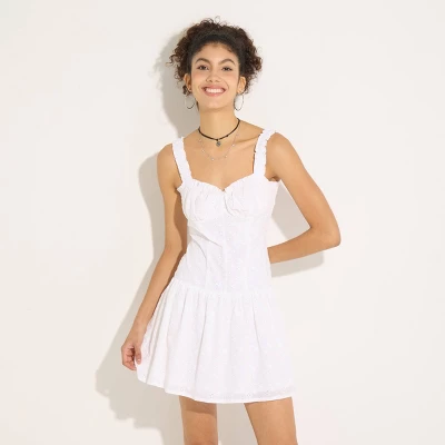 Women's Eyelet Ruffle Babydoll Dress - Wild Fable™ Fresh White - Image 3