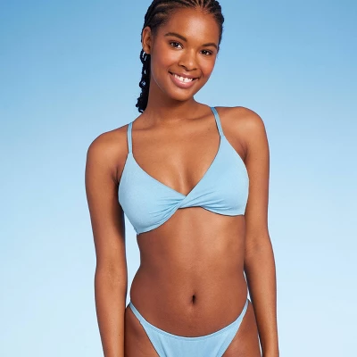Women's Twist-Front Bralette Bikini Top - Wild Fable™ Blue Lurex - Image 5