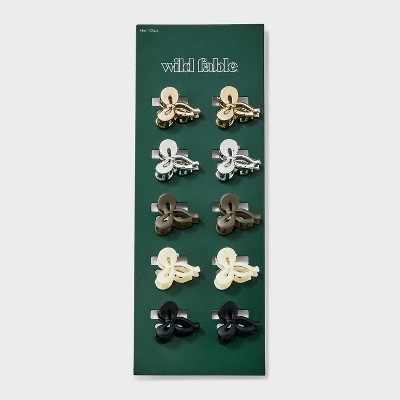 Mini Bow Claw Hair Clip Set 10pc - Wild Fable™ Cream/Black/Silver