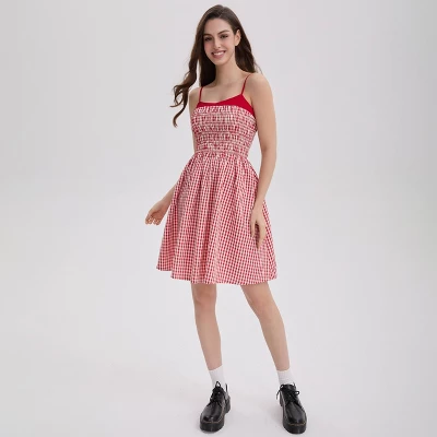 Women's Smocked Bodice Mini Cami Dress - Wild Fable™ Red Gingham - Image 3