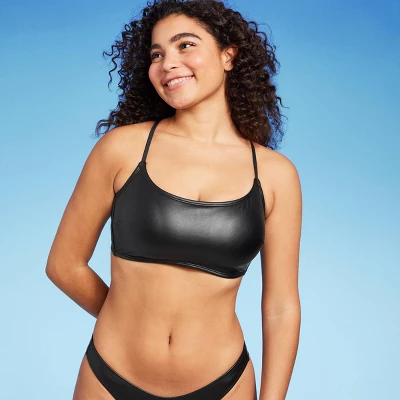 Women's Faux Leather Bralette Bikini Top - Wild Fable™ Black - Image 8