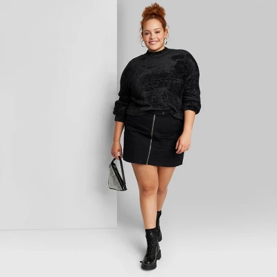 Women's Mock Turtleneck Fuzzy Boxy Pullover Sweater - Wild Fable™ - Image 3