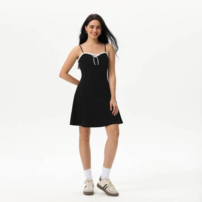 Women's Bow Ruffle Mini Dress - Wild Fable™ Black - Image 2