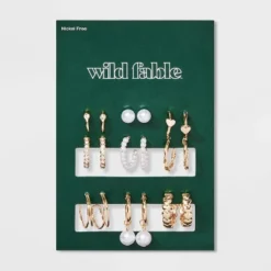 Heart And Pearl Earring Set 9pc - Wild Fable⢠Gold