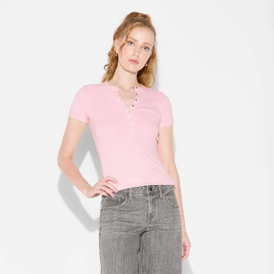 Women's Short Sleeve Henley T-Shirt - Wild Fable™