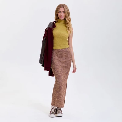 Women's Side Slit Maxi Pencil Skirt - Wild Fable™ Brown - Image 4