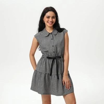 Women's Mini Cap Sleeve Elastic Waistband Mini Dress - Wild Fable™ Black Gingham - Image 5