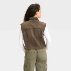 Women's Denim Oversized Trucker Vest - Wild Fableā¢