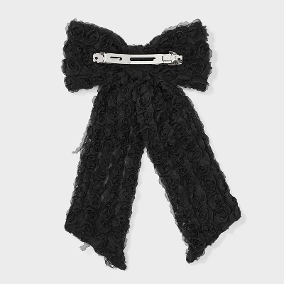 Lace Bow Hair Barrette Clip - Wild Fable™ Black: Fashion Hair Accessory, Polyester And Iron, All Hair Types