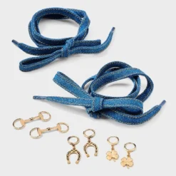 Denim Shoelace And Shoe Charm Set - Wild Fable⢠Gold